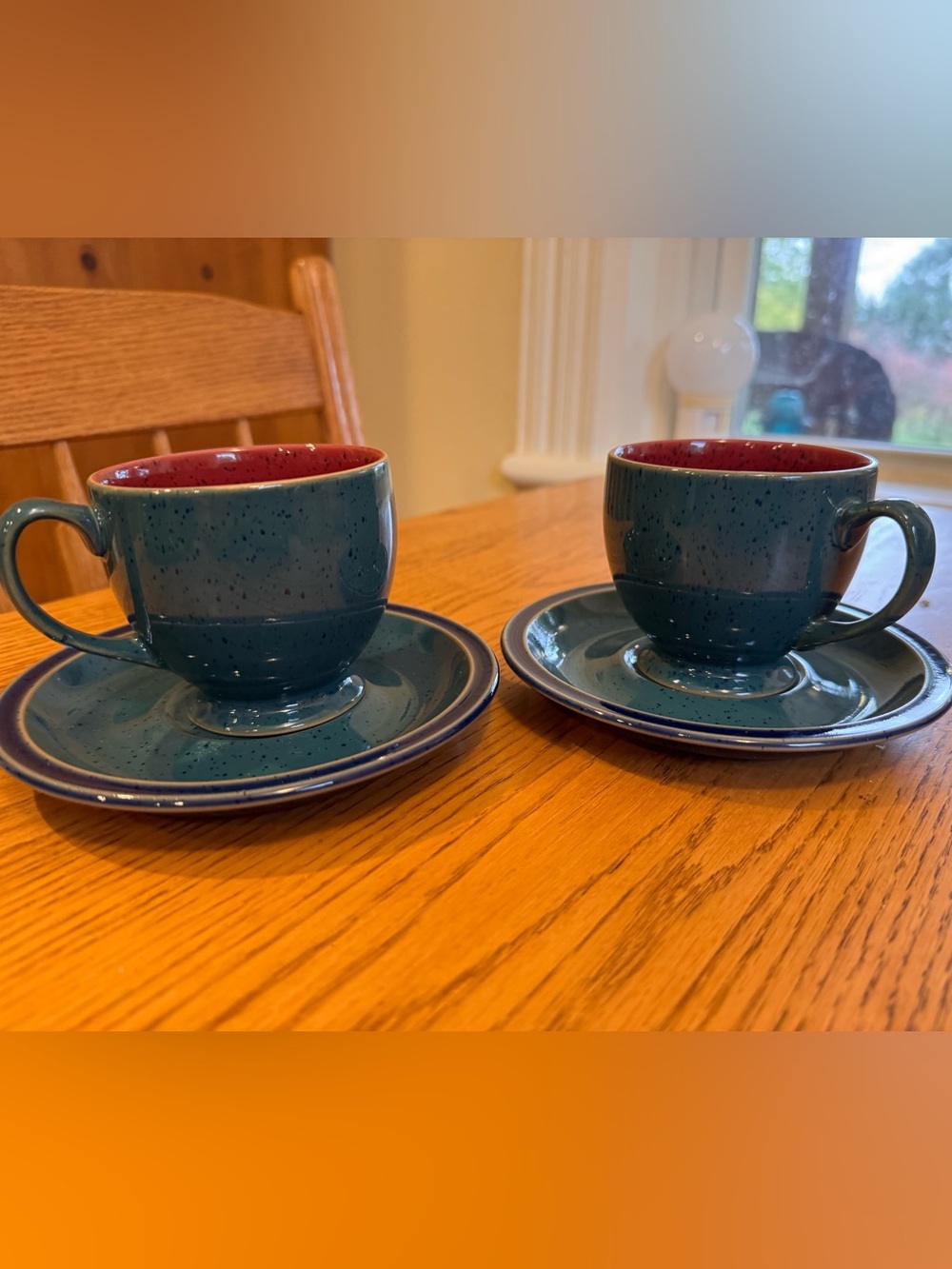 Denby, Harlequin, Footed Cup & Saucer 2 sets